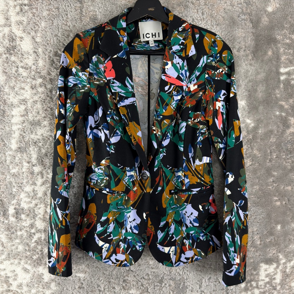 ICHI Sz XS Floral Abstract IHKATE PRINT BL16 Blazer Multicolor Long Sleeve Women